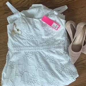 Lilly Pulitzer White Fawn Eyelet Mini Dress, NWT
